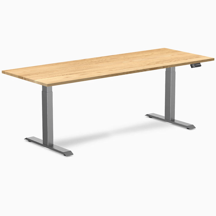 Desky Dual Hardwood Sit Stand Desk-Dual Desks-Desky-White Oak-2000x750mm-Space Grey-Desky® Australia