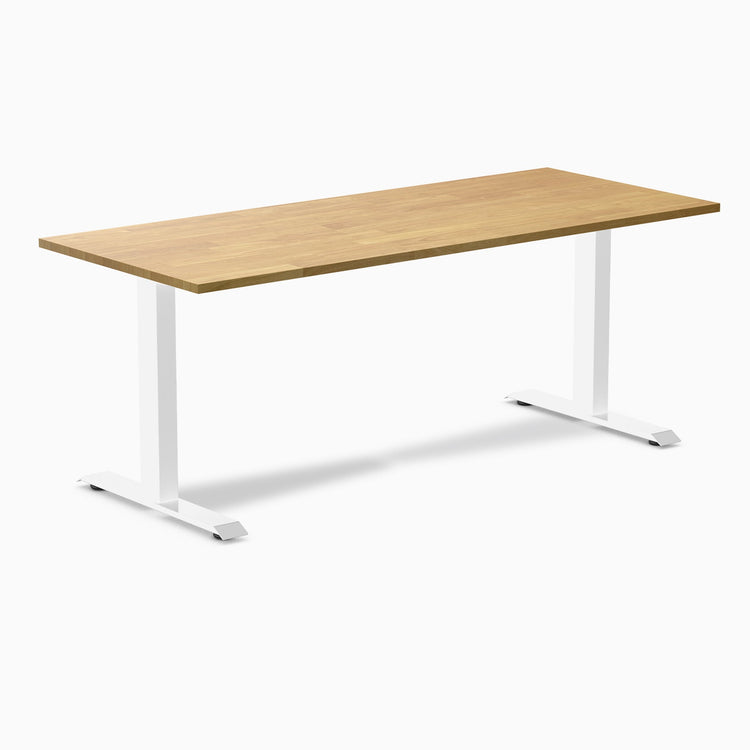 zero rubberwood fixed office desk light oak - Desky