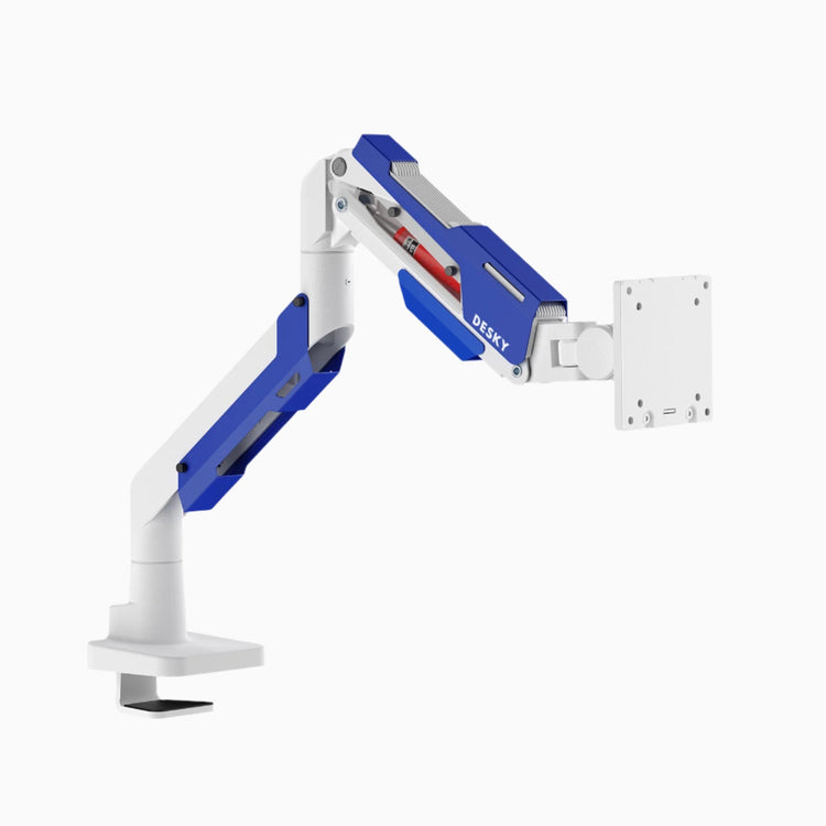 Blue and white 30kg monitor arm capacity - Desky