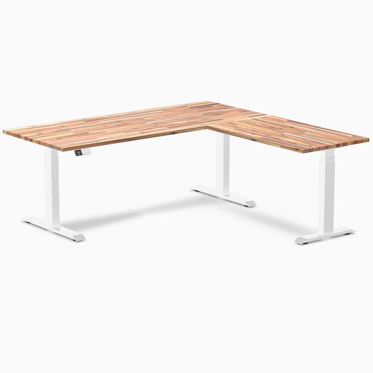 Electric l-shape softwood standing desk in acacia - Desky