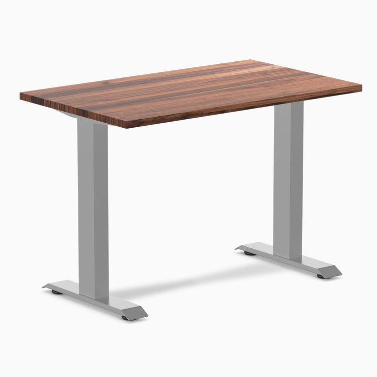Desky Zero Mini Hardwood Office Desk-Fixed Desks-Desky-Walnut-1000x600mm-Grey-Desky® Australia