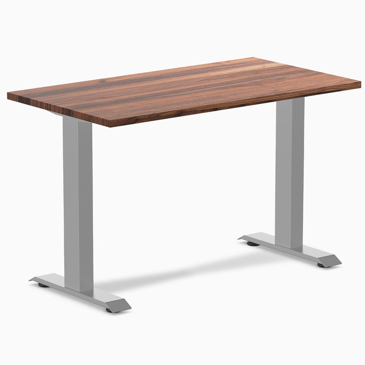 Desky Zero Mini Hardwood Office Desk-Fixed Desks-Desky-Walnut-1100x600mm-Grey-Desky® Australia