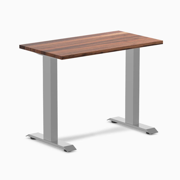 Desky Zero Mini Hardwood Office Desk-Fixed Desks-Desky-Walnut-900x500mm-Grey-Desky® Australia