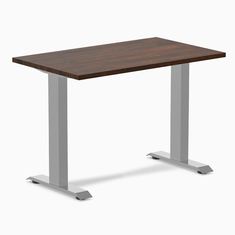 Desky fixed mini rubberwood sit stand desk in dark walnut