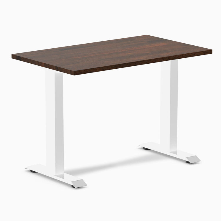 Desky fixed mini rubberwood sit stand desk in dark walnut