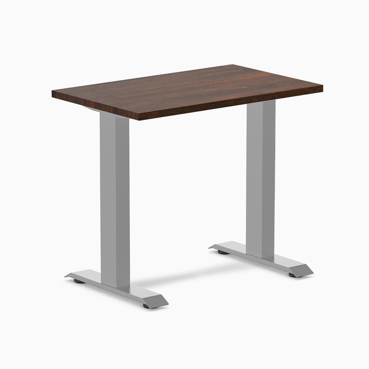 Desky fixed mini rubberwood sit stand desk in dark walnut