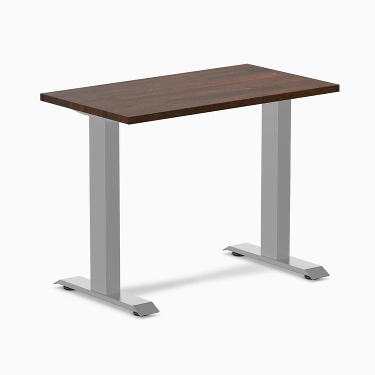 Desky fixed mini rubberwood sit stand desk in dark walnut