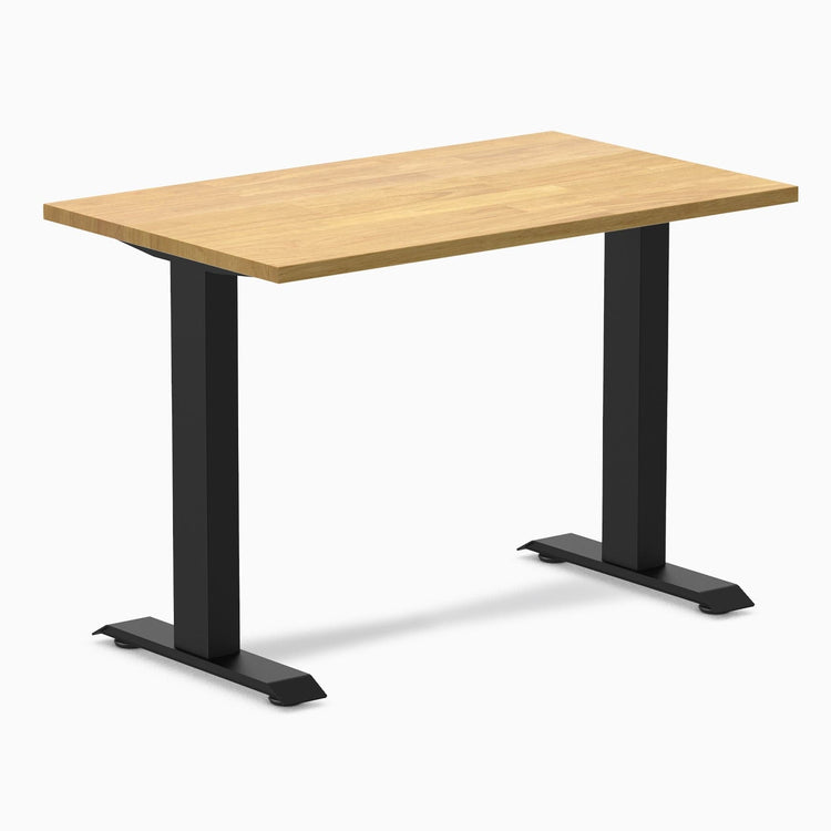 Desky fixed mini rubberwood sit stand desk in light oak