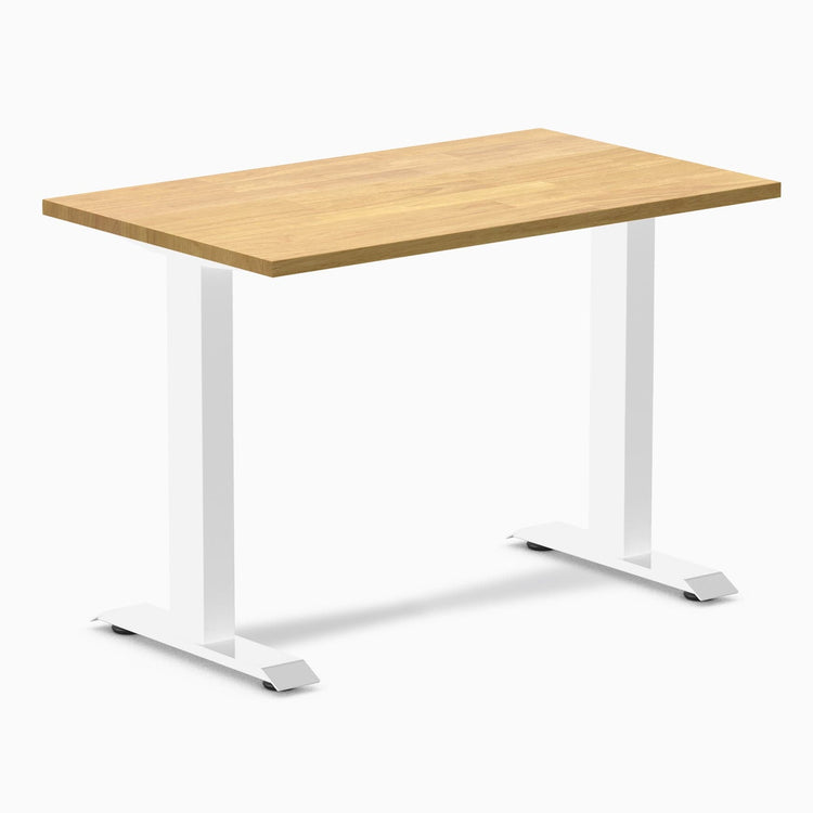 Desky fixed mini rubberwood sit stand desk in light oak