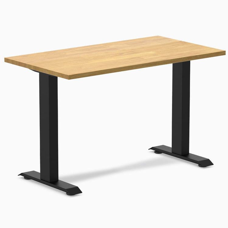 Desky fixed mini rubberwood sit stand desk in light oak