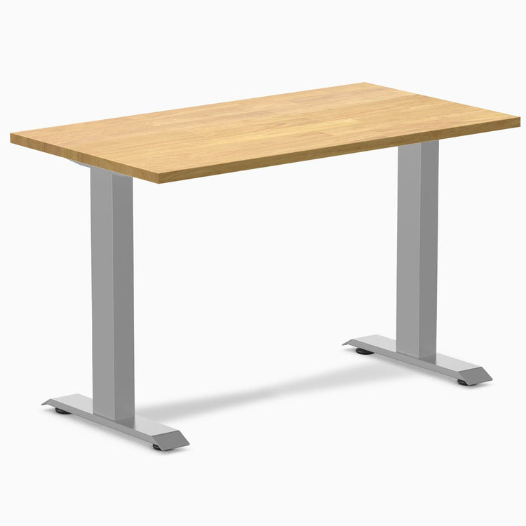 Desky fixed mini rubberwood sit stand desk in light oak