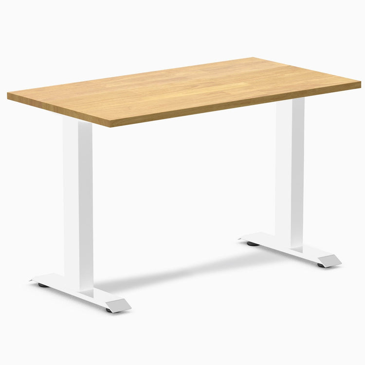 Desky fixed mini rubberwood sit stand desk in light oak