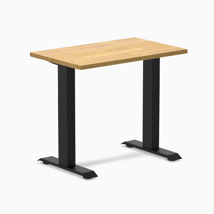 Desky fixed mini rubberwood sit stand desk in light oak