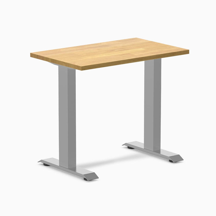Desky fixed mini rubberwood sit stand desk in light oak