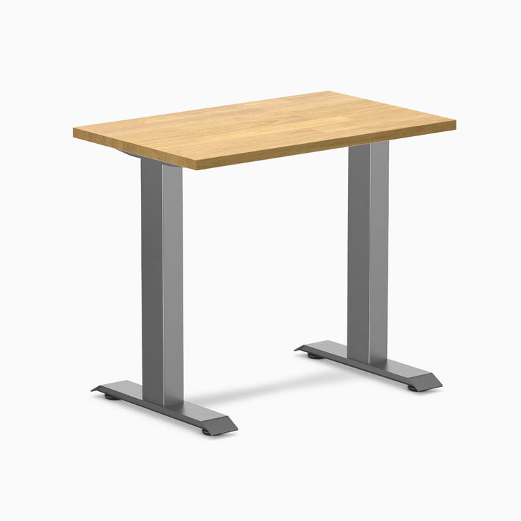 Desky fixed mini rubberwood sit stand desk in light oak