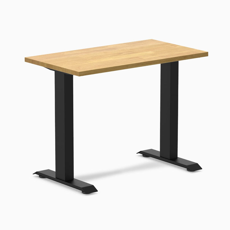 Desky fixed mini rubberwood sit stand desk in light oak