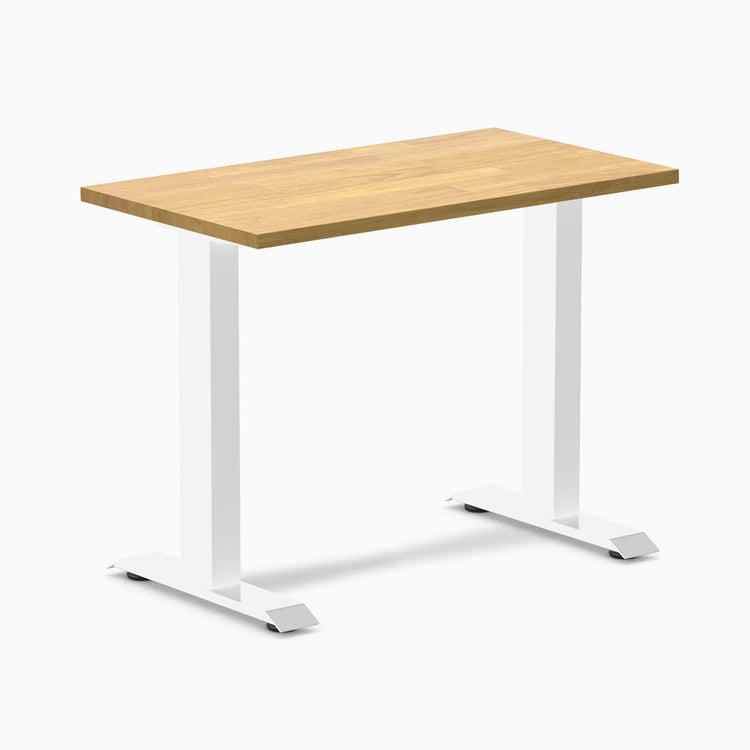 Desky fixed mini rubberwood sit stand desk in light oak