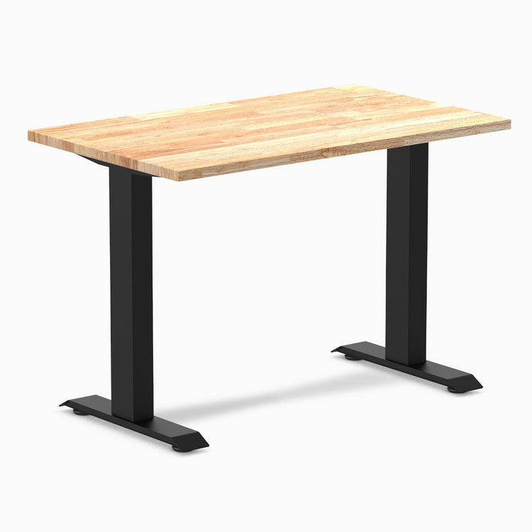 Desky fixed mini rubberwood sit stand desk in natural rubber