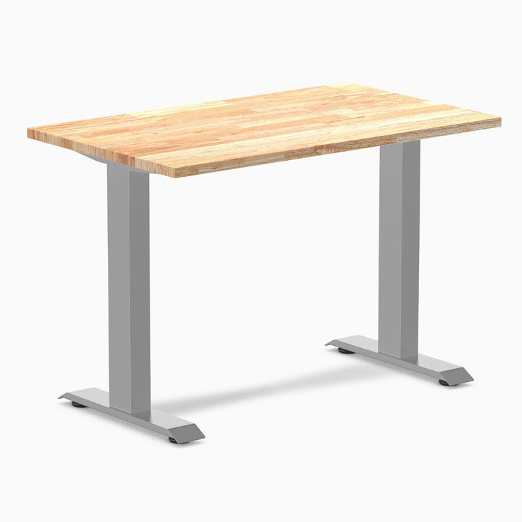 Desky fixed mini rubberwood sit stand desk in natural rubber