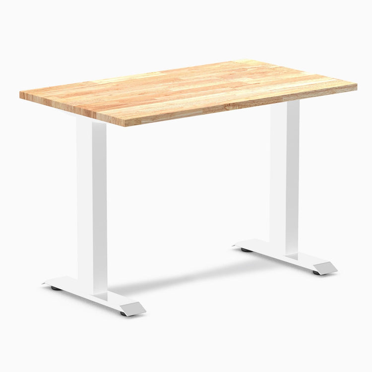 Desky fixed mini rubberwood sit stand desk in natural rubber
