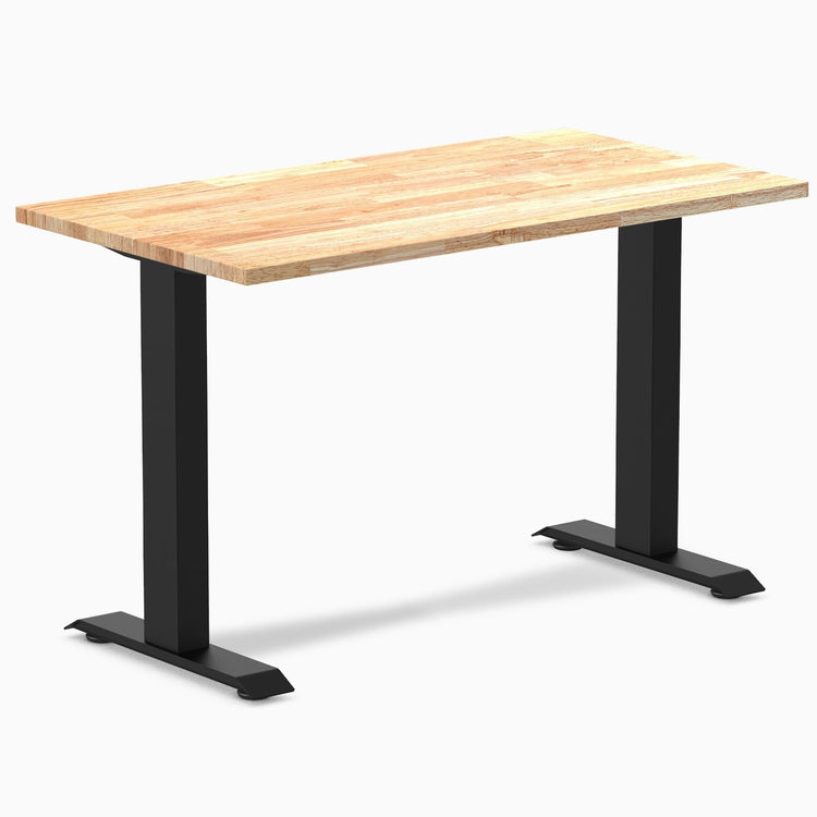 Desky fixed mini rubberwood sit stand desk in natural rubber