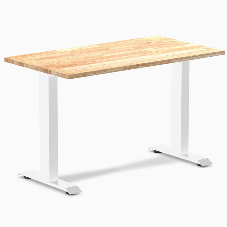 Desky fixed mini rubberwood sit stand desk in natural rubber
