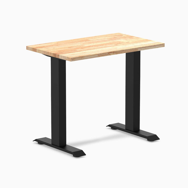 Desky fixed mini rubberwood sit stand desk in natural rubber
