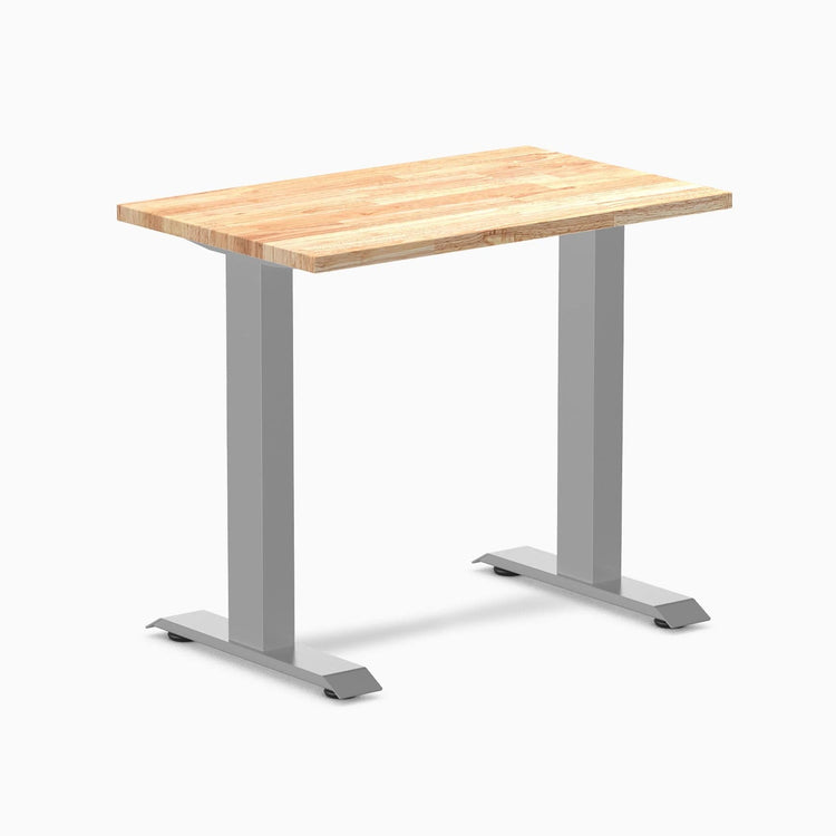 Desky fixed mini rubberwood sit stand desk in natural rubber