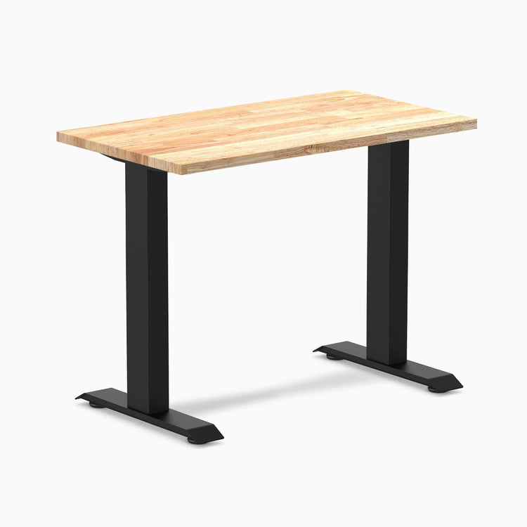 Desky fixed mini rubberwood sit stand desk in natural rubber