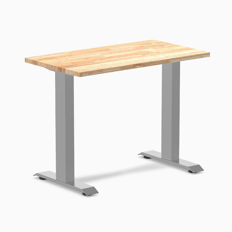 Desky fixed mini rubberwood sit stand desk in natural rubber