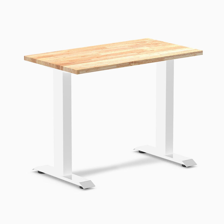 Desky fixed mini rubberwood sit stand desk in natural rubber