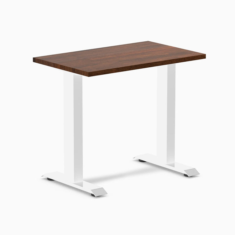Desky fixed mini rubberwood sit stand desk in red walnut