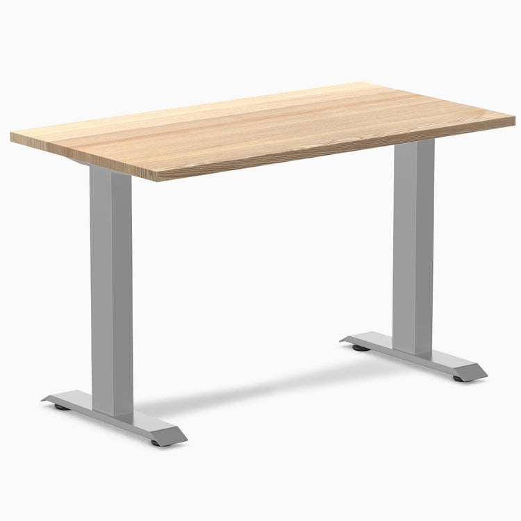 Desky Zero Mini Hardwood Office Desk-Fixed Desks-Desky-White Ash-1100x600mm-Grey-Desky® Australia