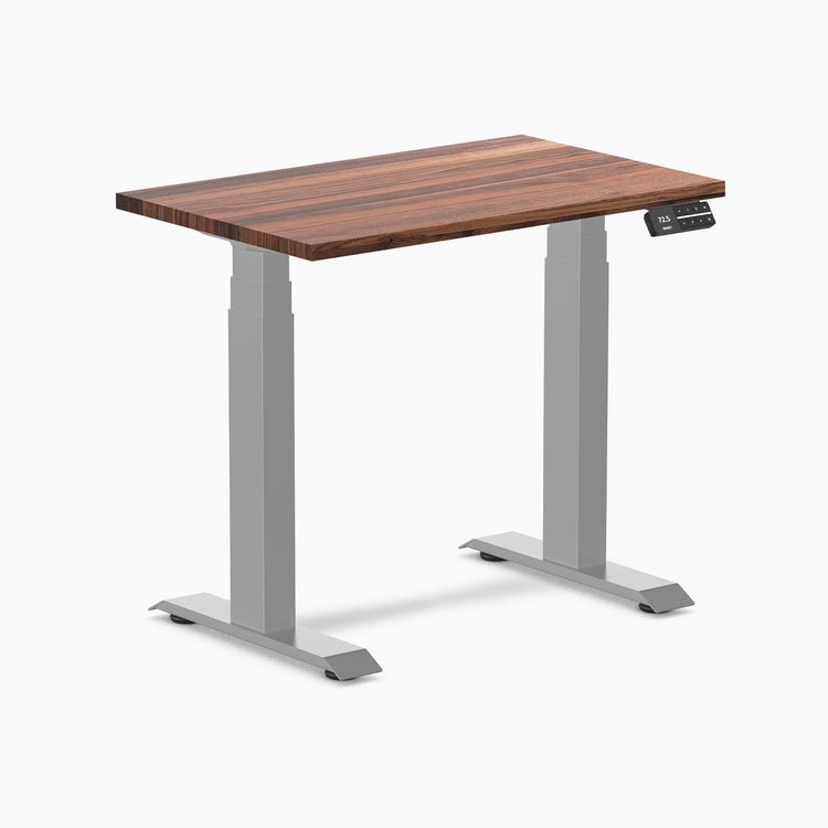Desky Dual Mini Hardwood Sit Stand Desk-Dual Desks-Desky-Walnut-800x500mm-Grey-Desky® Australia