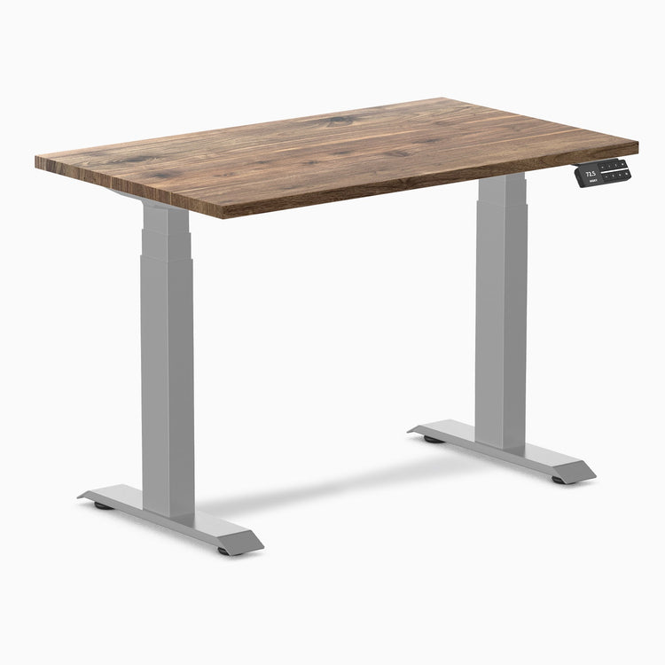 Desky Dual Mini Hardwood Sit Stand Desk-Dual Desks-Desky-Natural Walnut Hardwood-1000x600mm-Grey-Desky® Australia
