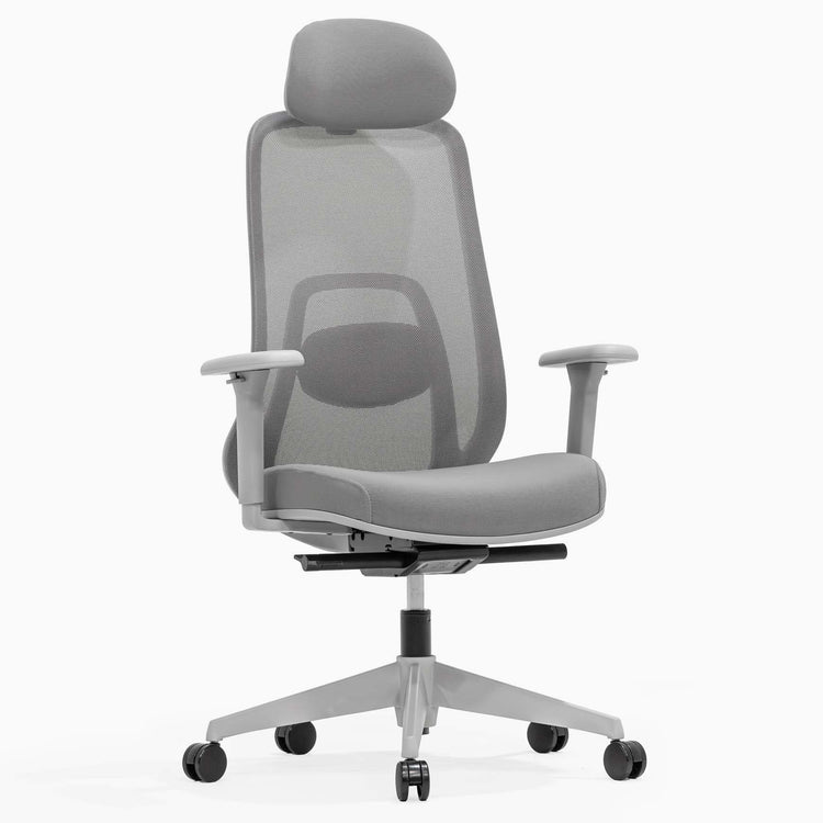 Regal mesh office chair with headrest in grey - Desky
