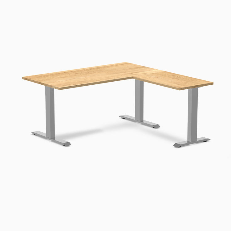 Desky Zero Hardwood L-Shape Office Desk-Desks-Desky-White Oak-1500x750x1550x500mm-Grey-Desky® Australia