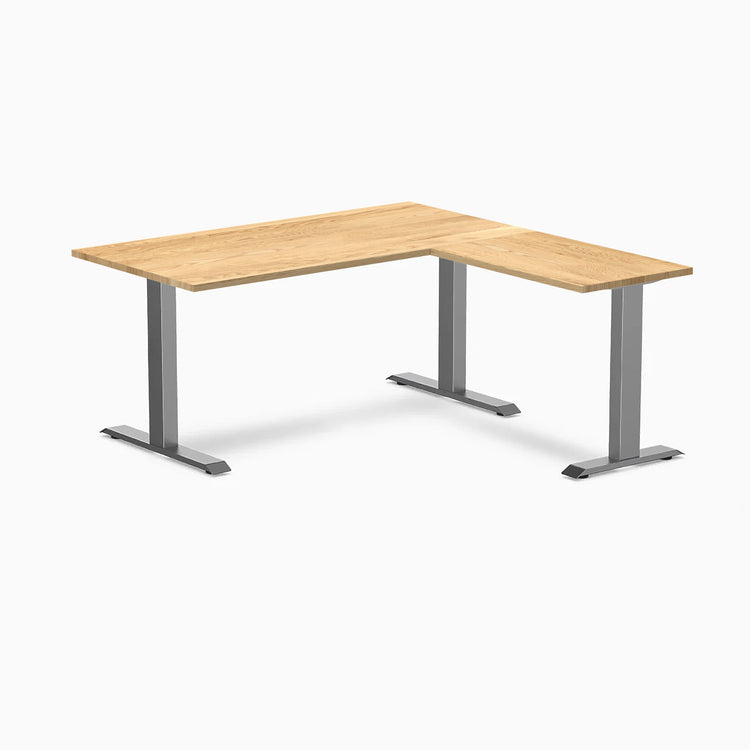 Desky Zero Hardwood L-Shape Office Desk-Desks-Desky-White Oak-1500x750x1550x500mm-Space Grey-Desky® Australia