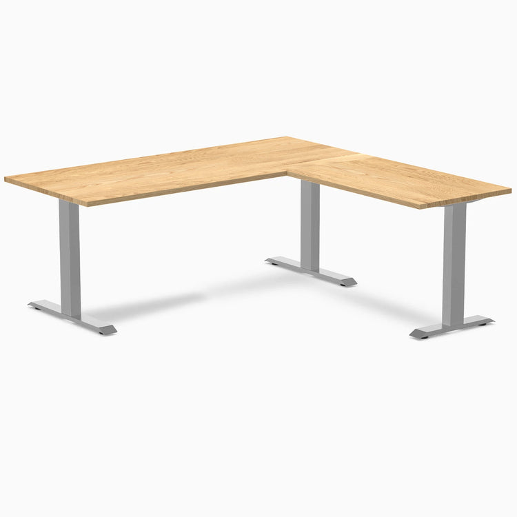 Desky Zero Hardwood L-Shape Office Desk-Desks-Desky-White Oak-1800x750x1750x600mm-Grey-Desky® Australia