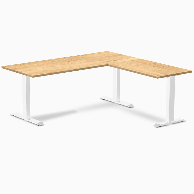 Desky Zero Hardwood L-Shape Office Desk-Desks-Desky-White Oak-1800x750x1750x600mm-White-Desky® Australia