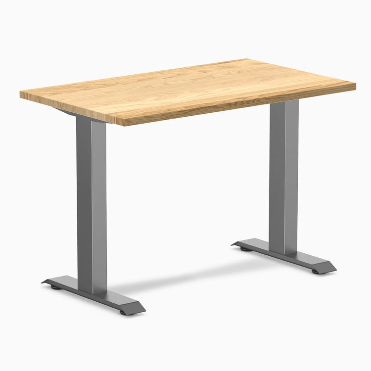 Desky Zero Mini Hardwood Office Desk-Fixed Desks-Desky-White Oak-1000x600mm-Space Grey-Desky® Australia
