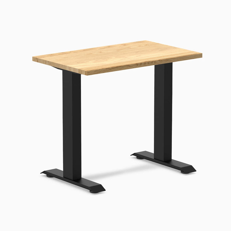 Desky Zero Mini Hardwood Office Desk-Fixed Desks-Desky-White Oak-800x500mm-Matte Black-Desky® Australia