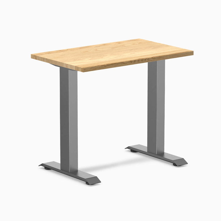 Desky Zero Mini Hardwood Office Desk-Fixed Desks-Desky-White Oak-800x500mm-Space Grey-Desky® Australia