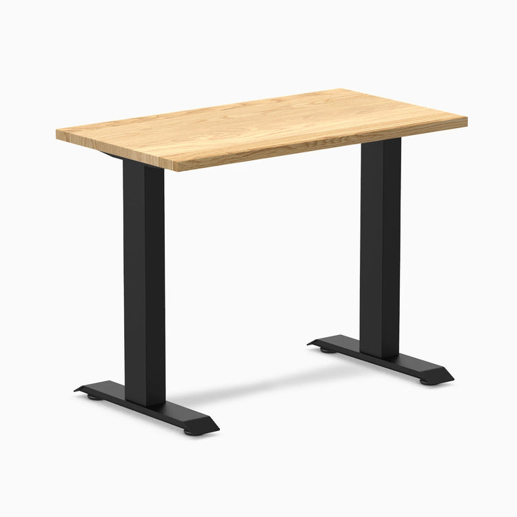Desky Zero Mini Hardwood Office Desk-Fixed Desks-Desky-White Oak-900x500mm-Matte Black-Desky® Australia