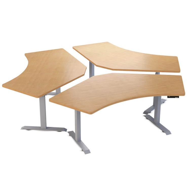 Desky Dual 120 Adjustable Standing Desk Select Beech Triple - Desky