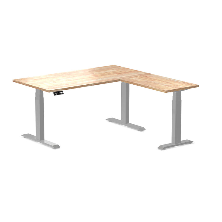 l-shape rubberwood sit stand desk