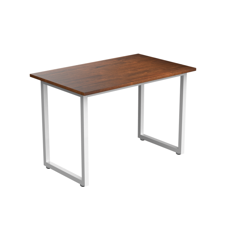 Desky Fixed Office Side Table Walnut Rubberwood White - Desky