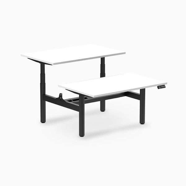 Desky electric Back to Back Round Leg Melamine white desk