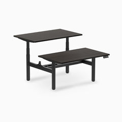 Desky electric Back to Back Round Leg Melamine burnished wood desktop