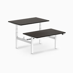 Desky electric Back to Back Round Leg Melamine burnished wood desktop